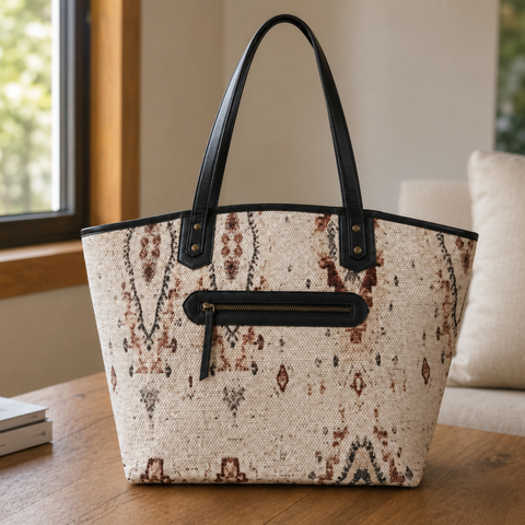 The Oasis Nomad Woven Kilim & Leather Tote