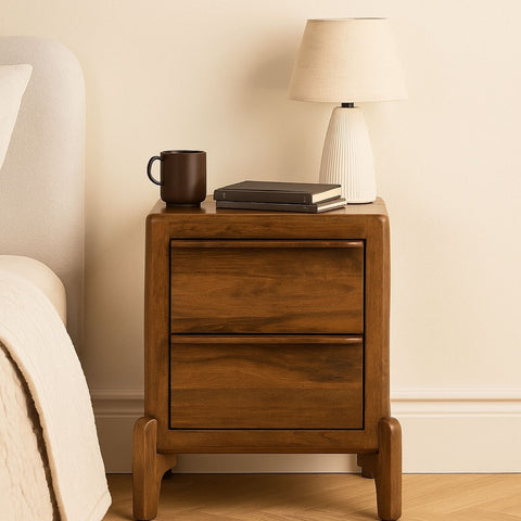 Skylan Mango Wood Bedside Chest with 2 Drawers