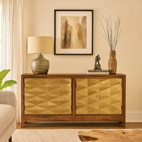 Alby 4-Door Sideboard with Brass-Finish Facade