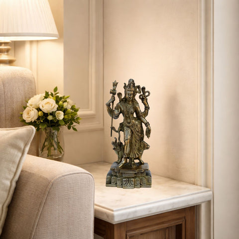 Shiva-Parvati Brass Sculpture — Vintage Style Idol, Antique Brass Finish