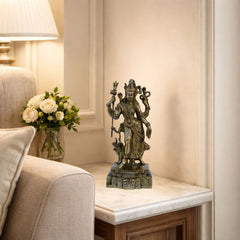 Shiva-Parvati Brass Sculpture — Vintage Style Idol, Antique Brass Finish