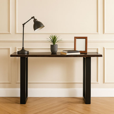 Sheesham Wood Console Table with Sleek Metal Legs