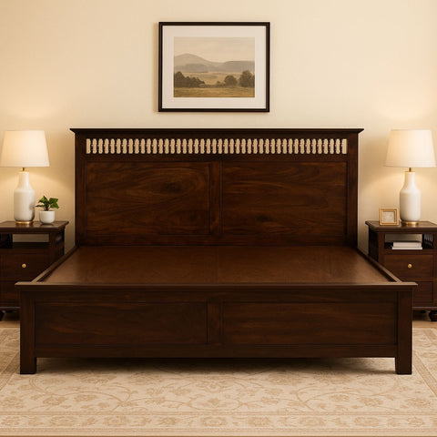 Amer Sheesham Wood King Bed with Hydraulic Storage