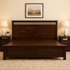 Amer Sheesham Wood Queen Bed with Hydraulic Storage