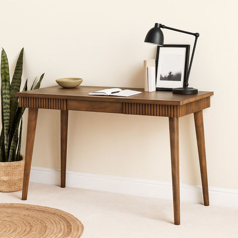Mango Wood Writing Desk with Fluted Detailing