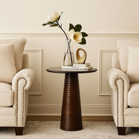 Contemporary Ribbed Wooden End Table