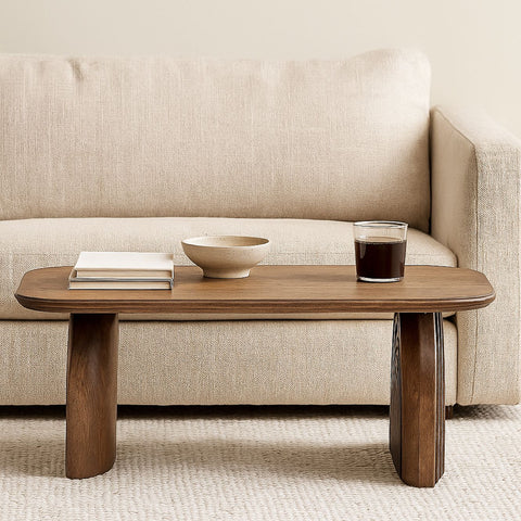 Derryn Coffee Table with Sculpted Wooden Legs
