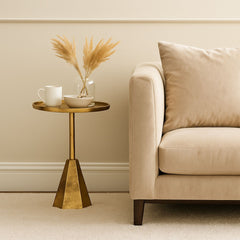 Geometric Gold Finish Metal End Table