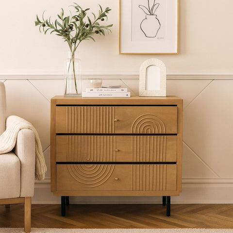 Kristian Mango Wood & Iron 3-Drawer Chest