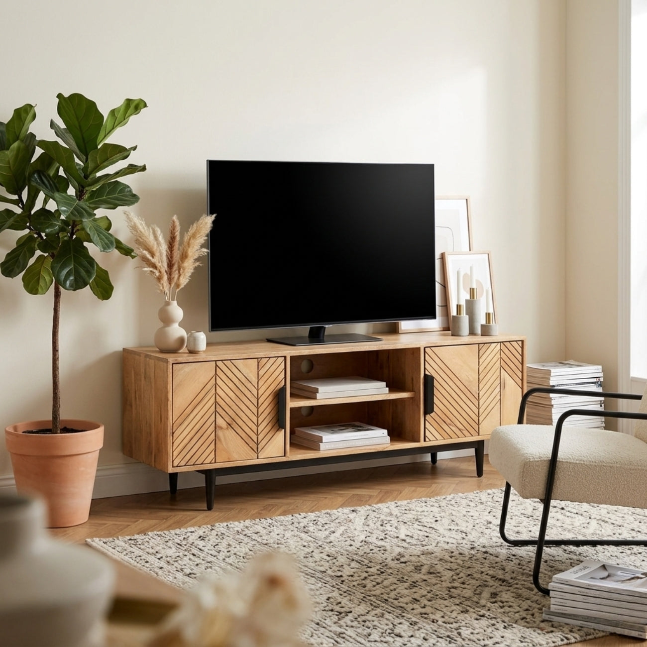 Edra Light Mango Wood Wide TV Unit