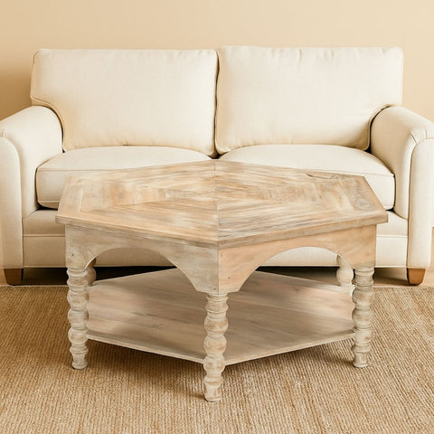 Scarlatti Carved Hexagonal Coffee Table