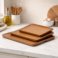 Zenith Solid Mango Wood Rectangular Serving Tray - Medium