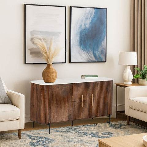 Karlen Reed Wooden Sideboard – Marble Top