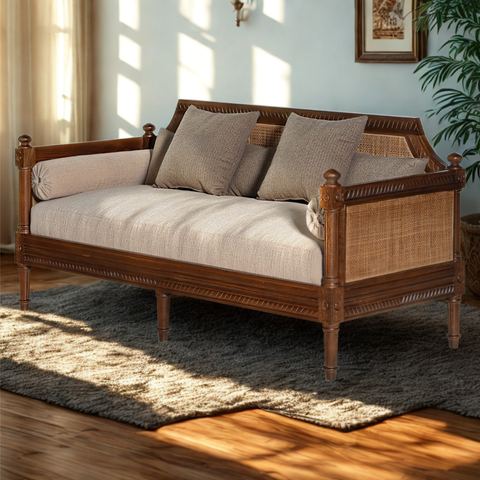 Amer Sofa Three Seater – A Colonial Charm in Solid Wood