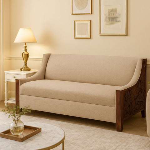 Savitri Sheesham Wood 3 Seater Sofa