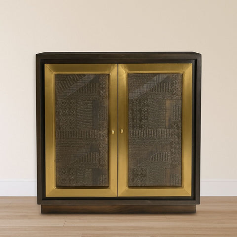 Dianda 2-Door Cabinet with Brass-Toned Frame