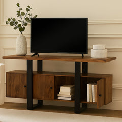 Modern Industrial Sheesham Wood Media Unit