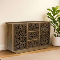 Amalia Floral Carved Storage Cabinet