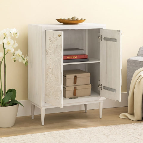 Reyansh Hand-Carved Floral Cabinet