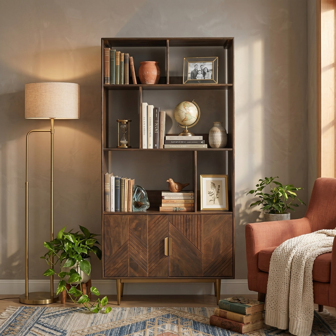Edra  Dark Mango Wood Storage Bookcase