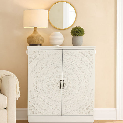 Carved Lace Jabot Bar Cabinet