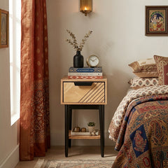 Edra 1-Drawer Bedside Table in Light Mango Wood
