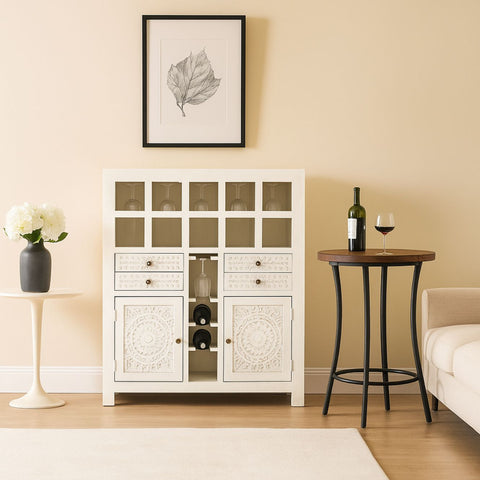 Jabot Bar Chest with Hand-Carved Floral Detailing