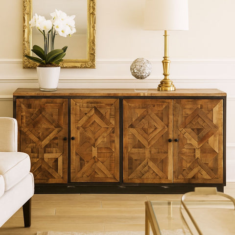 Ezra 4-Door Sideboard in Mango Wood & Iron