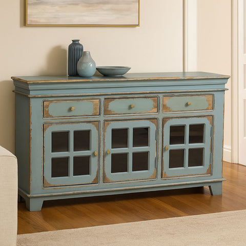 Kaedon Mango Wood & Glass Sideboard