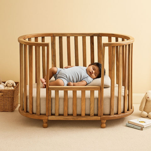 Natural Finish Wooden Baby Crib
