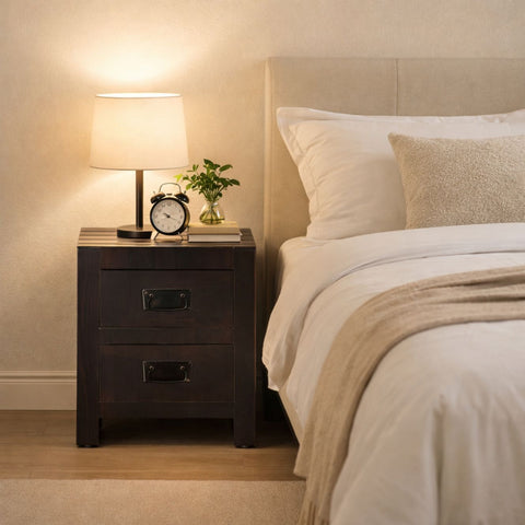 Jaipur Solid Sheesham Wood Bedside Table with 2 Drawers