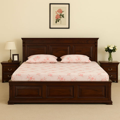 The Heritage Manor Sheesham Wood Drawers Storage Bed