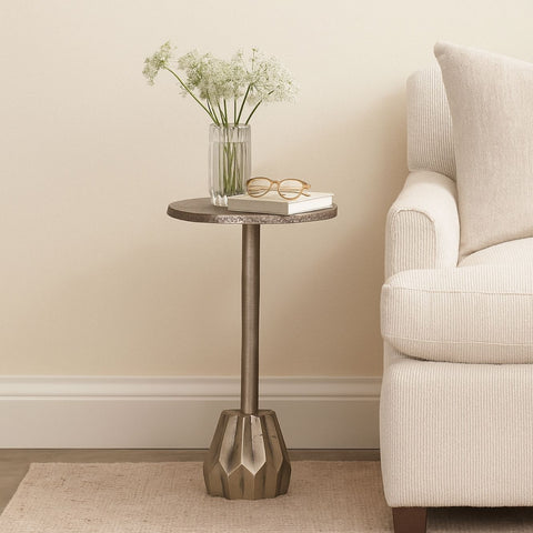 Industrial Style Metal Accent End Table