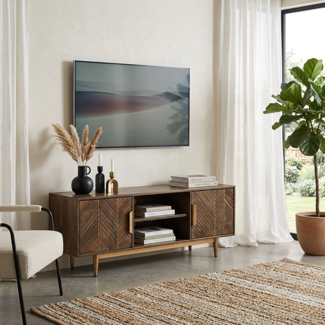 Edra Dark Mango Wood Wide TV Unit
