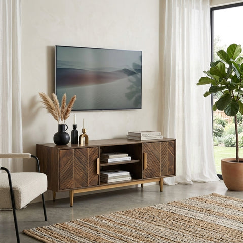 Edra Dark Mango Wood Wide TV Unit