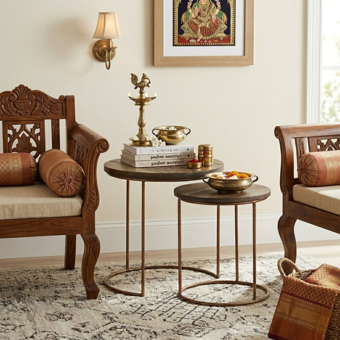 Edra Dark Mango Wood Nesting Side Tables