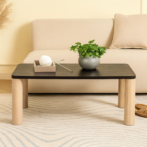 Oak Wood Coffee Table with Black Top