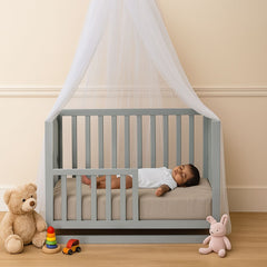 Wooden Baby Crib with Fabric Bedding