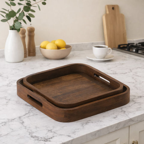 Tiyu Square Solid Mango Wood Tray - Small