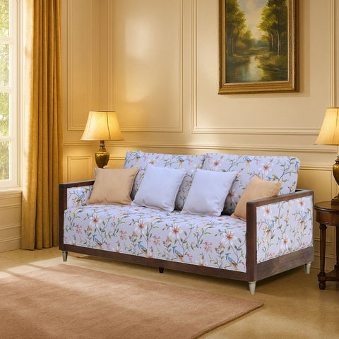 HC Three Seater Sofa – Elegant Printed Upholstery