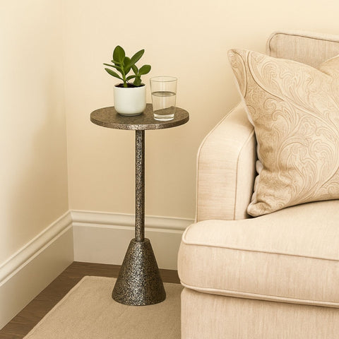 Rustic-Industrial Round Metal End Table