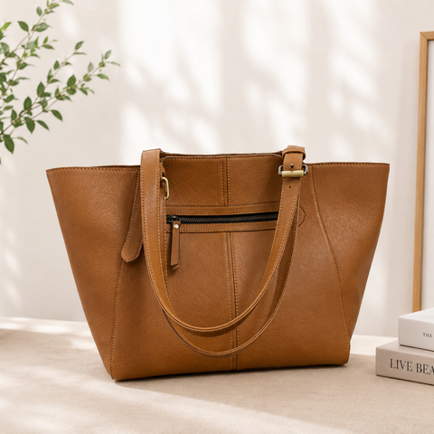 The Caramel Horizon All-Leather Everyday Tote