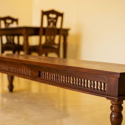 Rani Sheesham Wood Carved Dining Bench