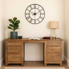Maharani Hand-Carved Solid Wood Desk with 7 Drawers