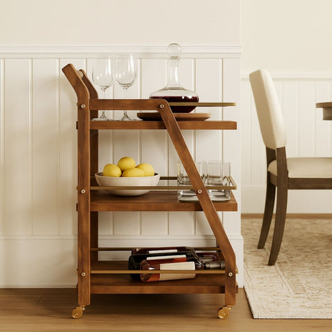 Axton Mango Wood & Metal Serving Trolley