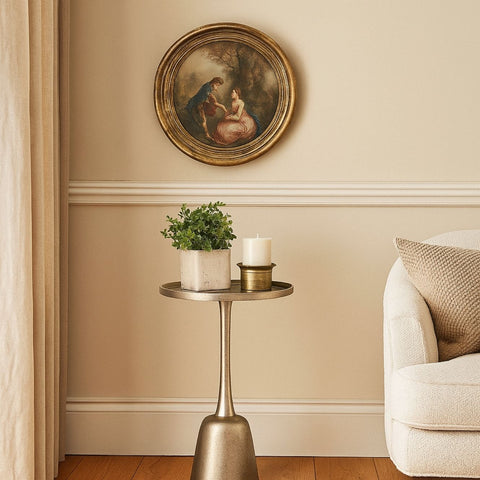 Contemporary Round Metal Accent End Table