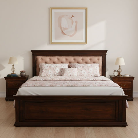 Royal Upholstered Sheesham Wood Bed with Drawers