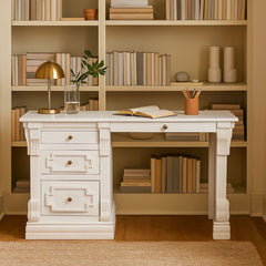 Vintage Belli White Solid Wood Writing Desk
