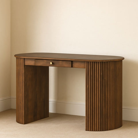 Mango Wood Writing Desk with Fluted Panel Legs