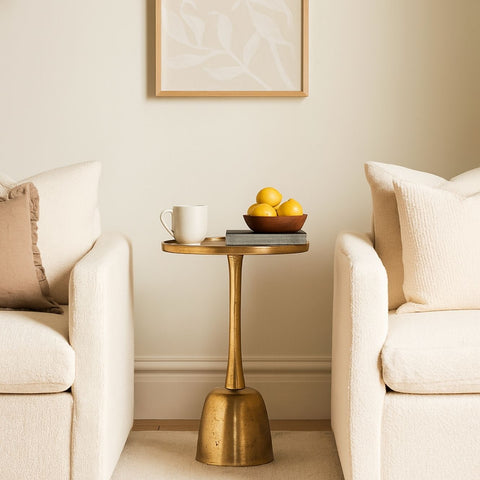 Sculptural Gold Finish End Table